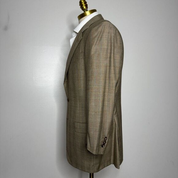 Vtg Isia Blazer Sport Coat 40S (50 it) Mens Brown Check Wool - Picture 3 of 12